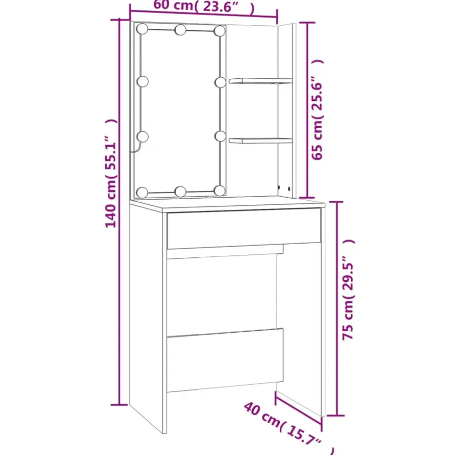 vidaXL - Kaptafel - Wit - Bewerkt hout