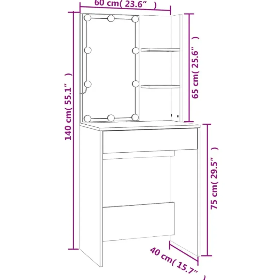 vidaXL - Kaptafel - Zwart - Bewerkt hout