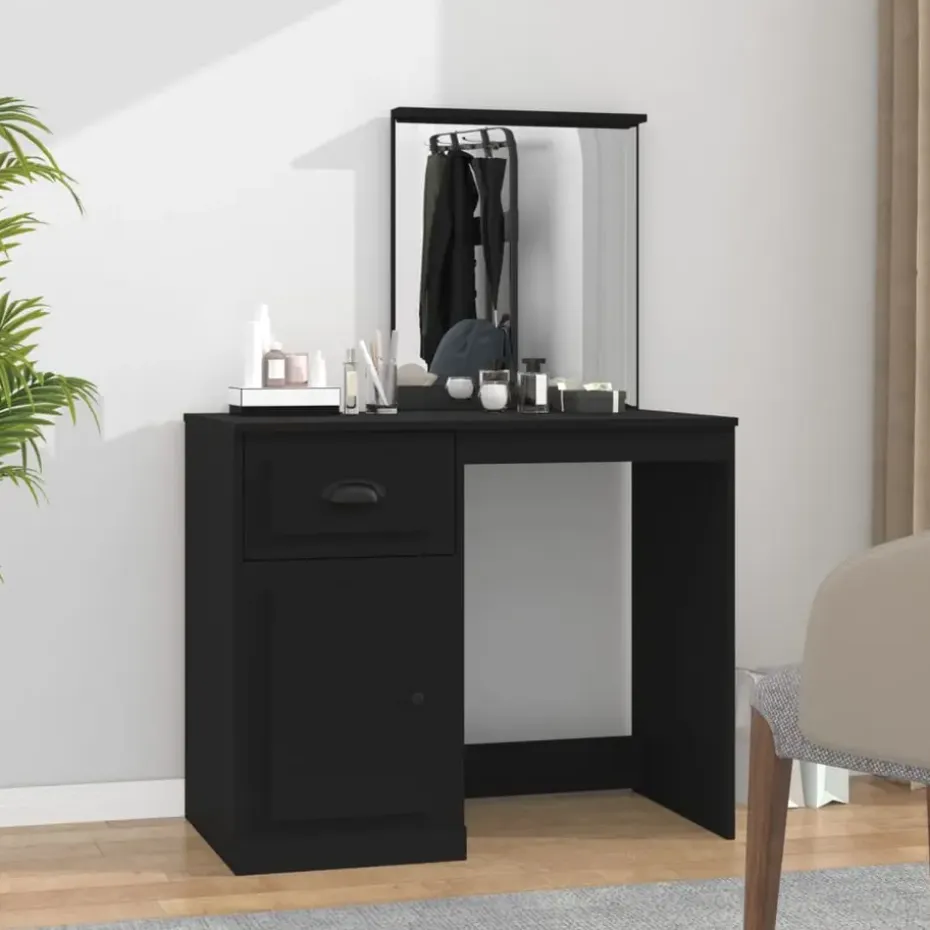 vidaXL - Kaptafel - Zwart - Bewerkt hout