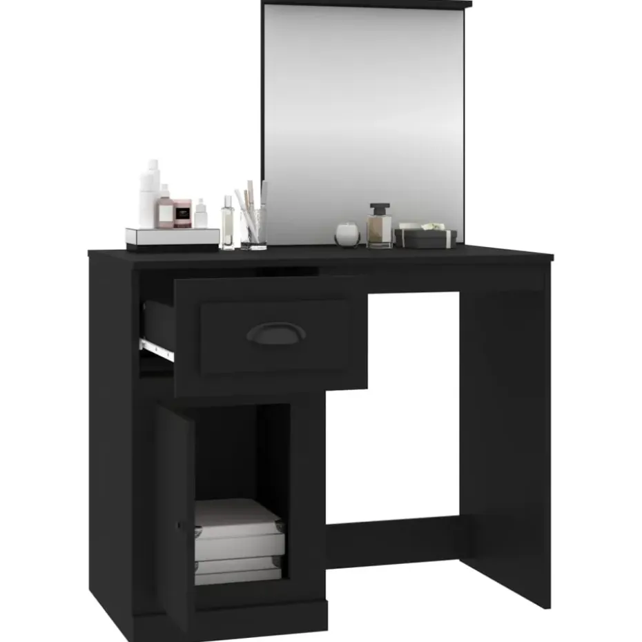 vidaXL - Kaptafel - Zwart - Bewerkt hout