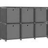 vidaXL - Kast met 6 vakken en grijs stof boxen - Grijs - 103x30x72.5 cm