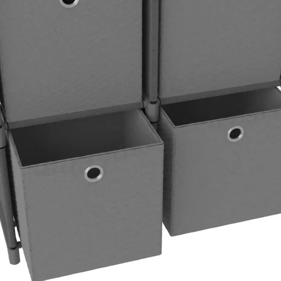 vidaXL - Kast met 6 vakken en grijs stof boxen - Grijs - 103x30x72.5 cm