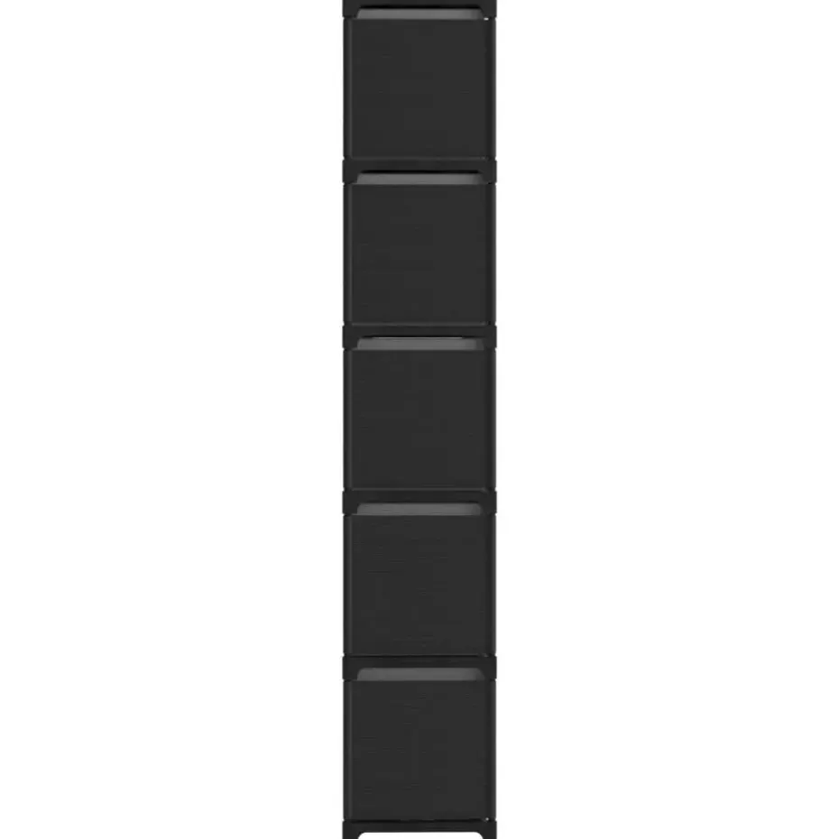 vidaXL - Kast met 15 vakken en grijs stof boxen - Zwart - 103x30x175.5 cm