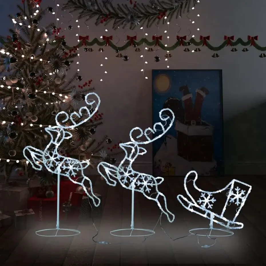 vidaXL - Kerst Rendier En Slee - Cold white