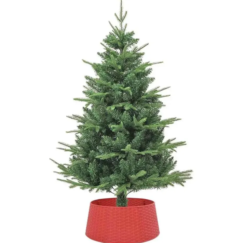 vidaXL - Kerstboomrok met geweven look Ø56x23 cm - Rood - Polypropeen
