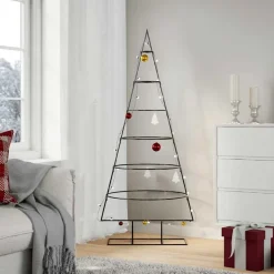 vidaXL - Kerstdecoratie kerstboom 65x60x150 cm - Zwart - Staal