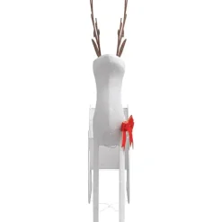 vidaXL - Kerstdecoratie rendier en slee met LED's - Koudwit - Stof en metaal