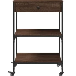 vidaXL - Keukentrolley - Bruin - Bewerkt hout