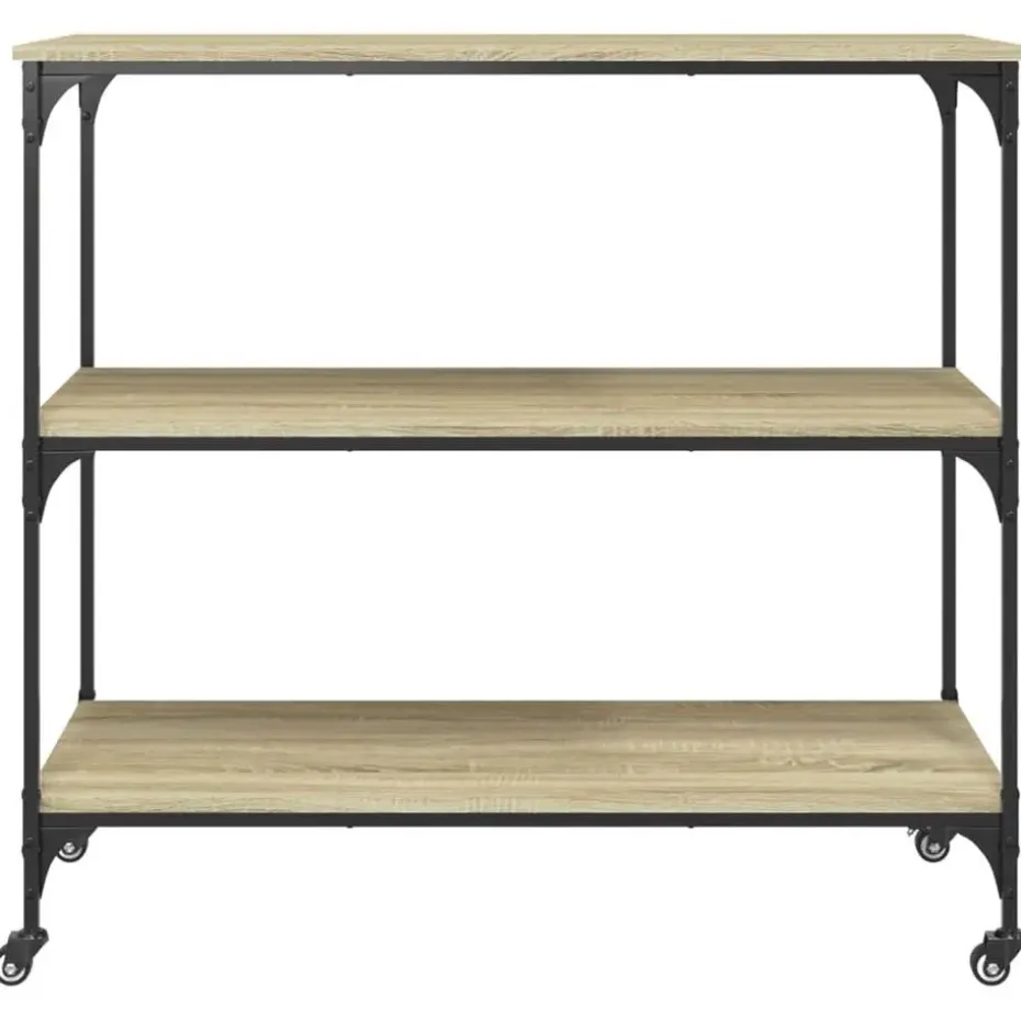 vidaXL - Keukentrolley - Bruin - Bewerkt hout