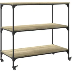 vidaXL - Keukentrolley - Bruin - Bewerkt hout