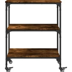 vidaXL - Keukentrolley - Bruin - Bewerkt hout