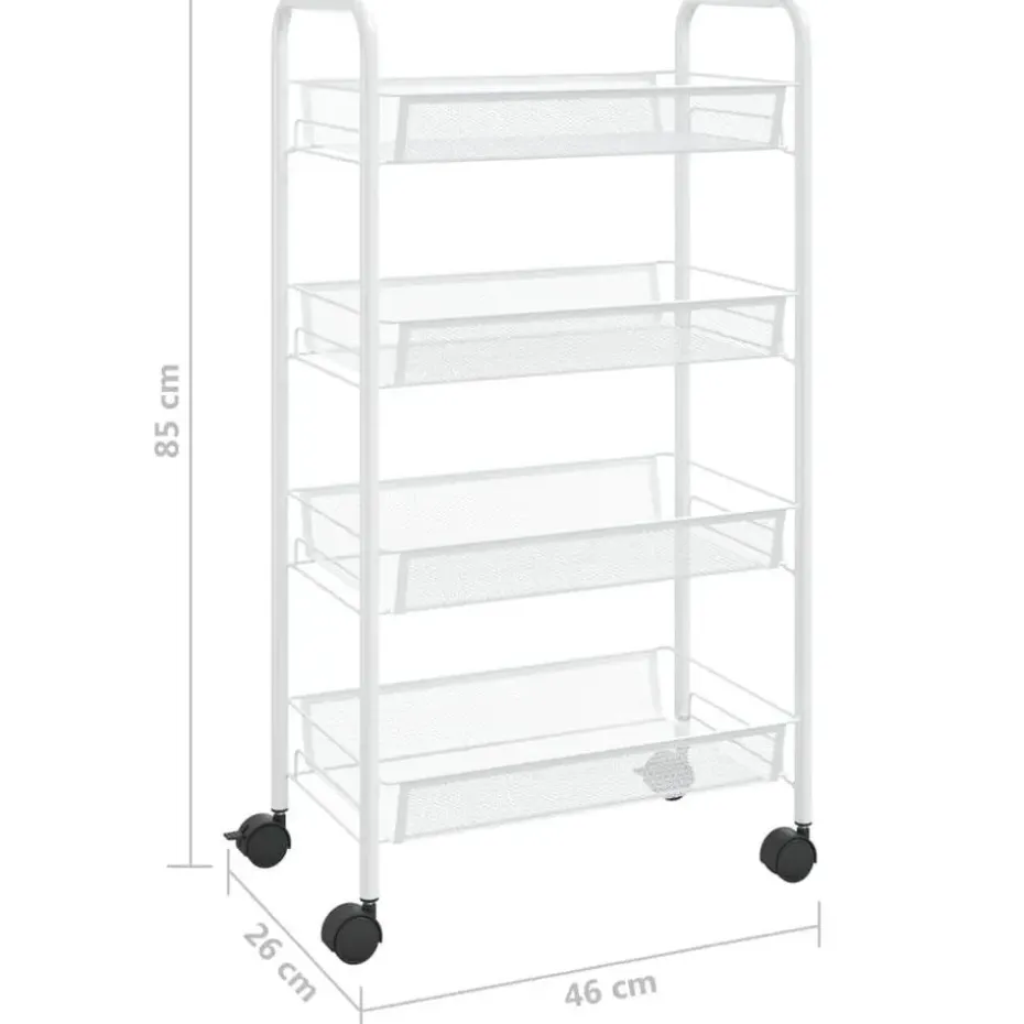 vidaXL - Keukentrolley - Wit - IJzer - 46 x 26 x 85 cm
