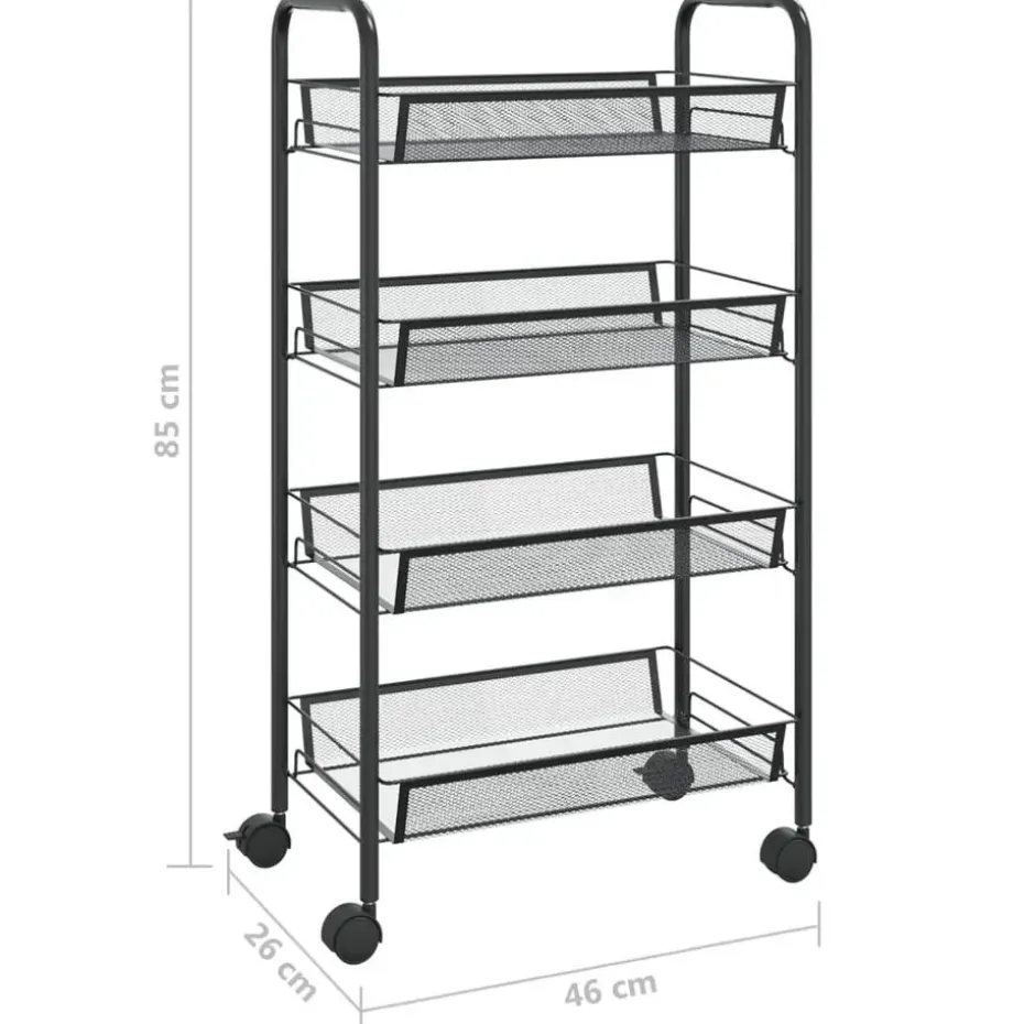 vidaXL - Keukentrolley - Zwart - IJzer - 46 x 26 x 85 cm