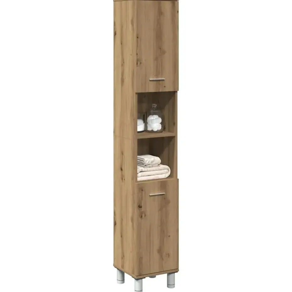 vidaXL - Kolomkast met 2 deuren 2 vakken - Artisan eiken - Hout - 30x30x179 cm