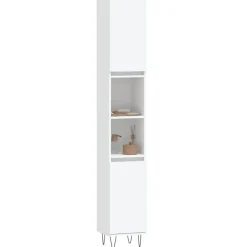 vidaXL - Kolomkast met 2 deuren - Wit - Bewerkt hout en ijzer - 30x30x190 cm