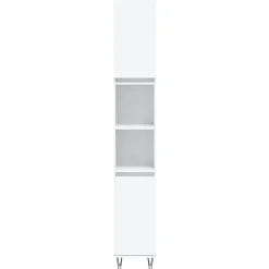 vidaXL - Kolomkast met 2 deuren - Wit - Bewerkt hout en ijzer - 30x30x190 cm