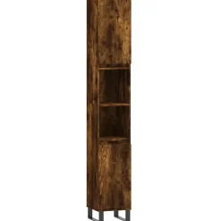 vidaXL - Kolomkast met 2 deuren - Gerookt eiken - Hout en ijzer - 30x30x190 cm