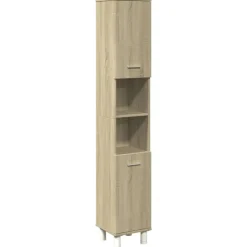 vidaXL - Kolomkast met 2 deuren 2 vakken - Sonoma eiken - Hout - 30.5x30x179 cm