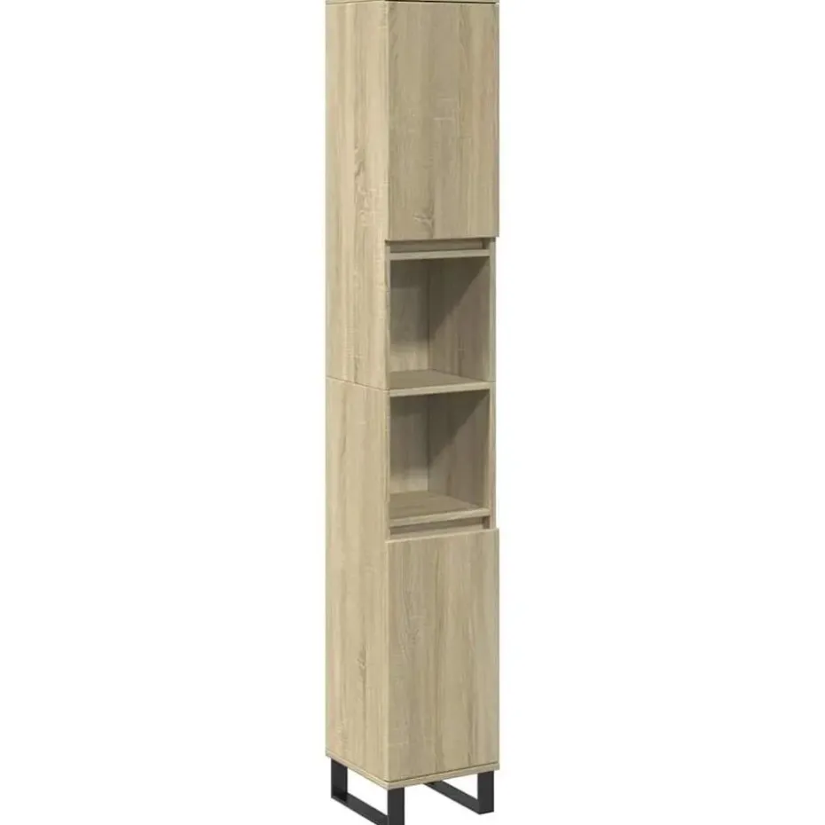 vidaXL - Kolomkast met 2 deuren 2 vakken - Sonoma eiken - Hout - 30x30x190 cm