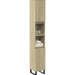 vidaXL - Kolomkast met 2 deuren 2 vakken - Sonoma eiken - Hout - 30x30x190 cm