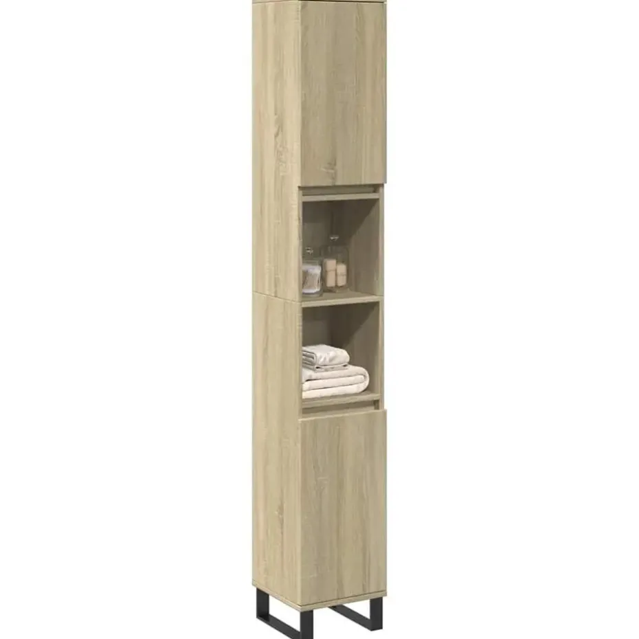 vidaXL - Kolomkast met 2 deuren 2 vakken - Sonoma eiken - Hout - 30x30x190 cm