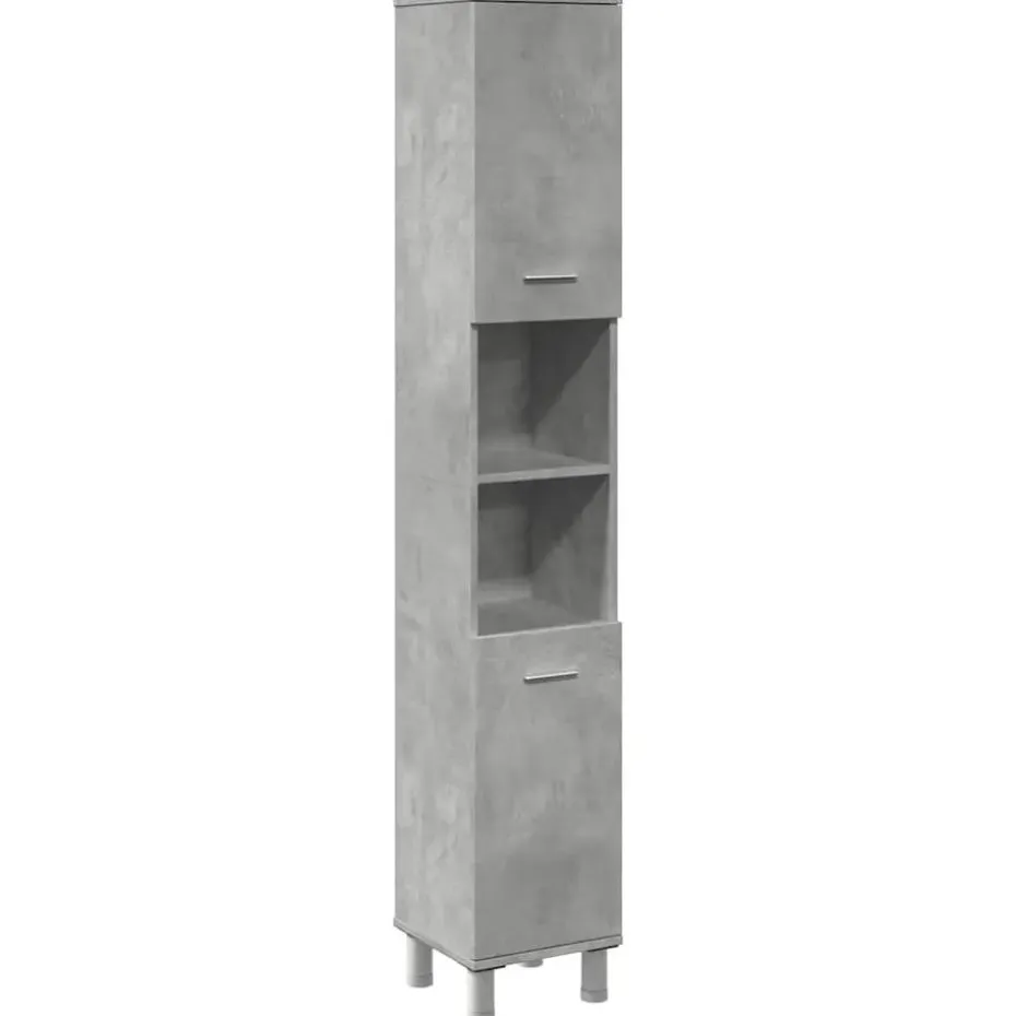 vidaXL - Kolomkast met 2 deuren 2 vakken - Betongrijs spaanplaat - 30x30x190 cm