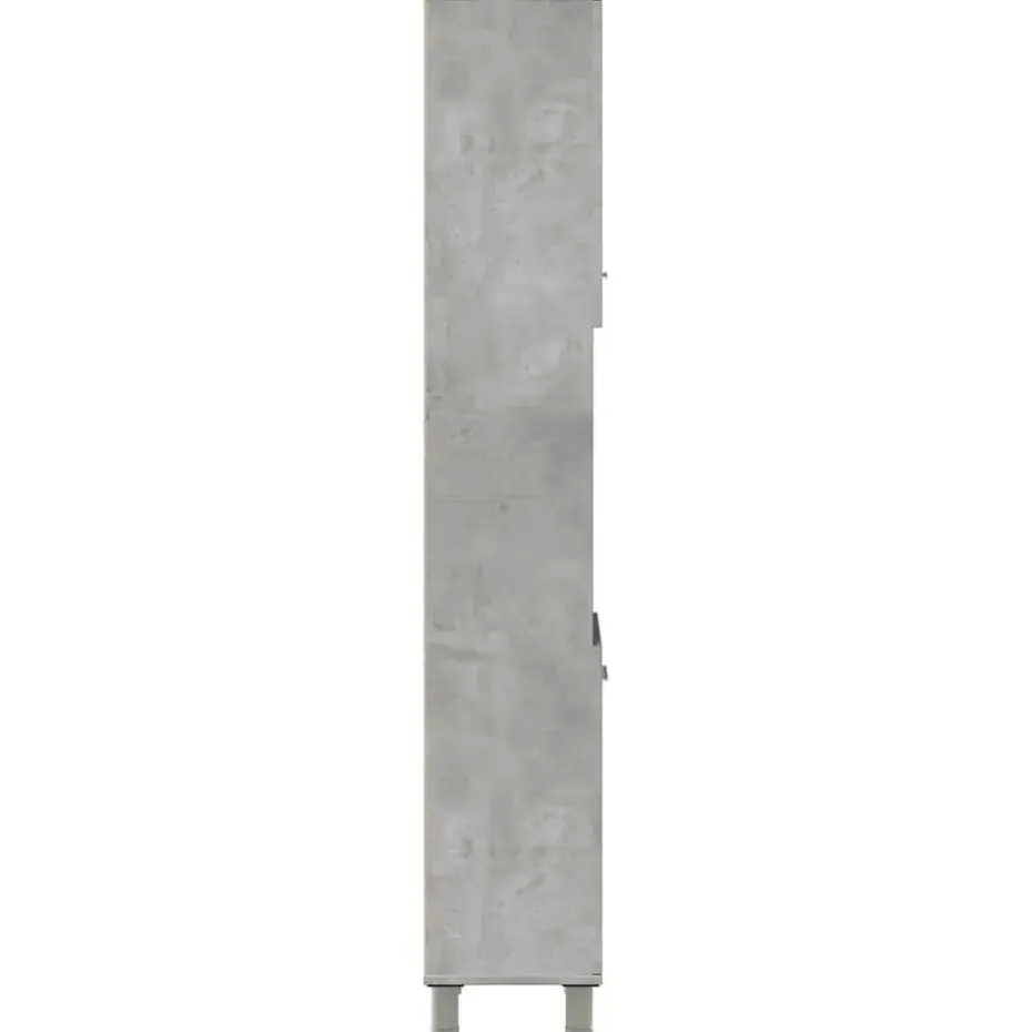 vidaXL - Kolomkast met 2 deuren 2 vakken - Betongrijs spaanplaat - 30x30x190 cm