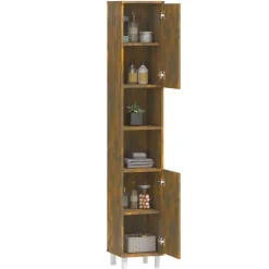vidaXL - Kolomkast met 2 deuren - Gerookt eiken - Bewerkt hout - 30x30x179 cm