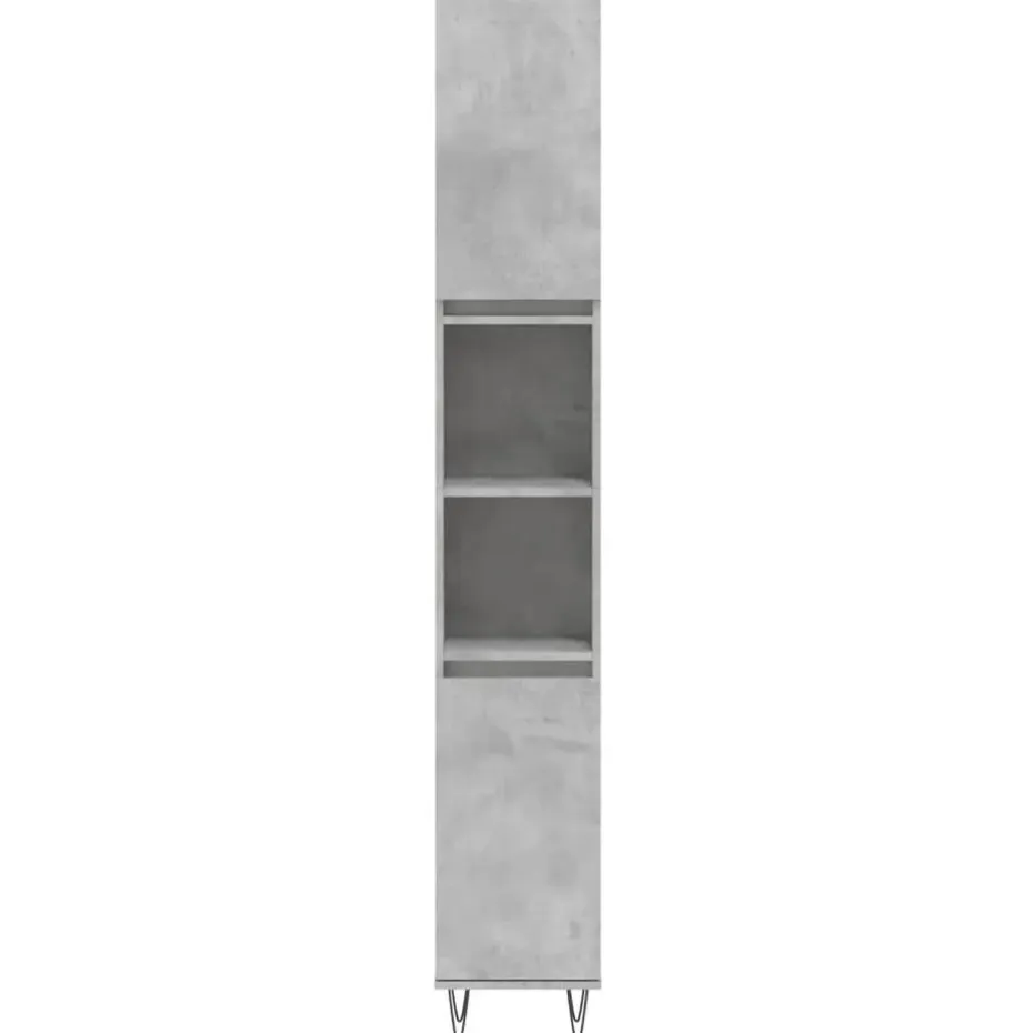 vidaXL - Kolomkast met 2 deuren - Betongrijs - Hout en ijzer - 30x30x190 cm