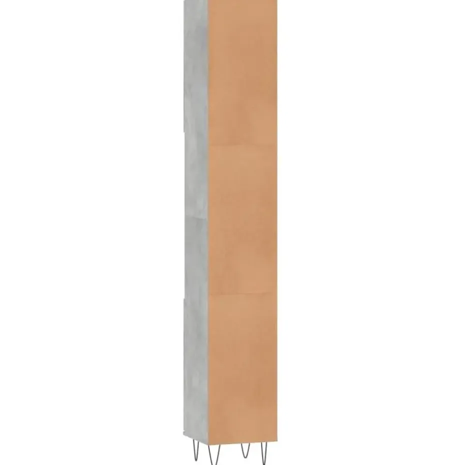 vidaXL - Kolomkast met 2 deuren - Betongrijs - Hout en ijzer - 30x30x190 cm