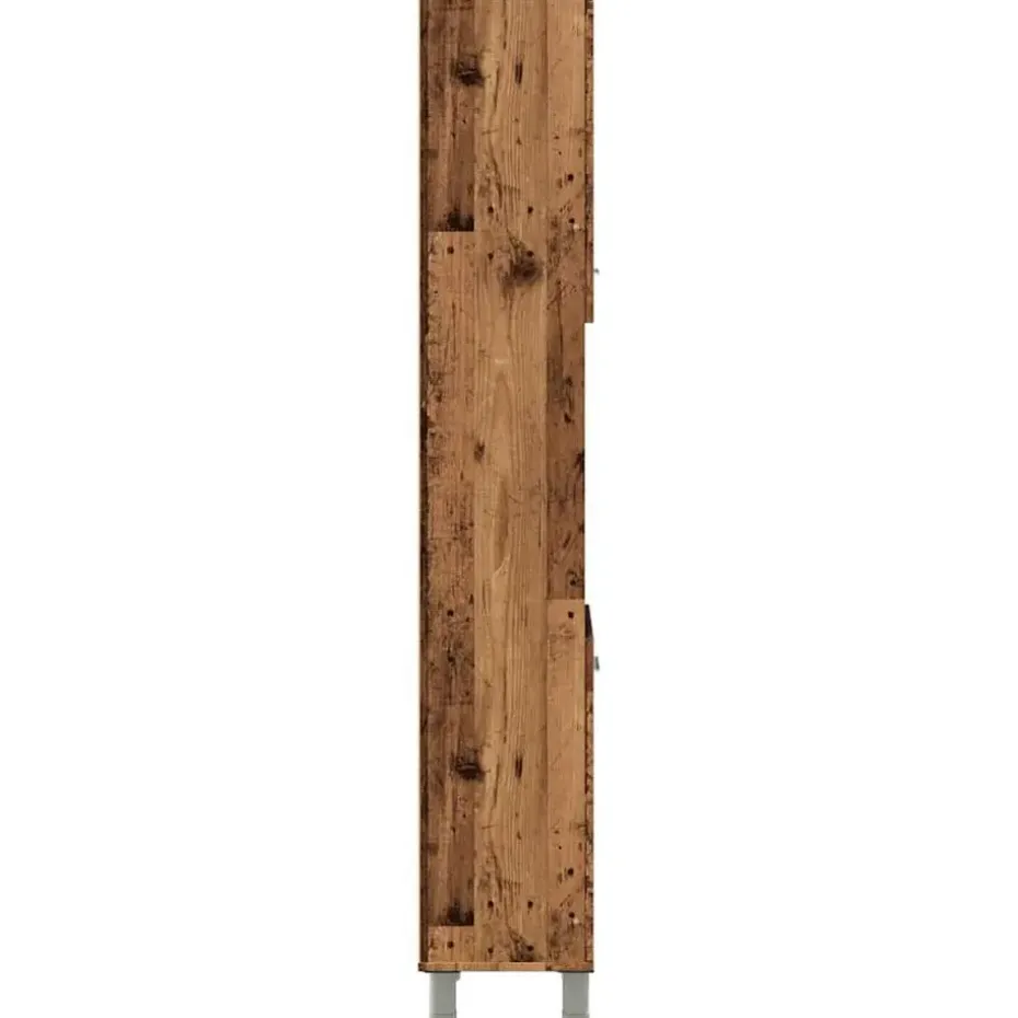vidaXL - Kolomkast met 2 deuren 2 vakken oud hout - Bewerkt hout - 30x30x179 cm