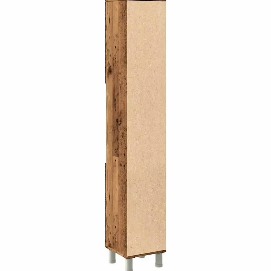 vidaXL - Kolomkast met 2 deuren 2 vakken oud hout - Bewerkt hout - 30x30x179 cm
