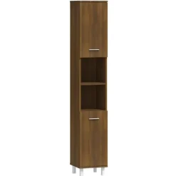 vidaXL - Kolomkast met 2 deuren - Bruin eiken - Bewerkt hout - 30x30x179 cm