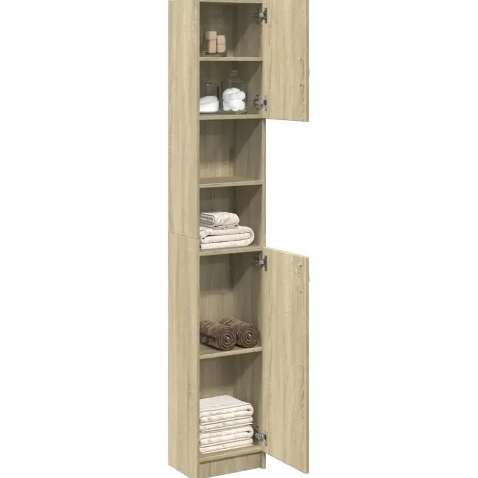 vidaXL - Kolomkast met 2 deuren 2 vakken - Sonoma eiken - Hout - 32x25.5x190 cm