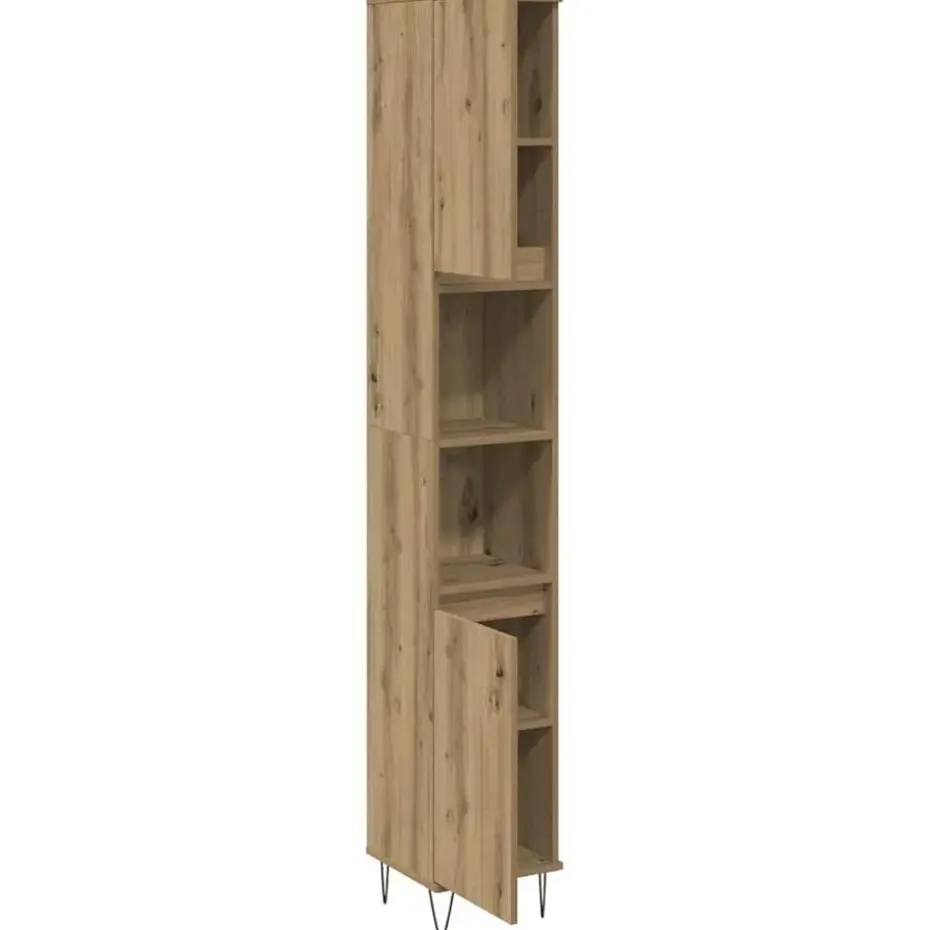 vidaXL - Kolomkast met 2 deuren 2 vakken - Artisan eiken - Hout - 30x30x190 cm