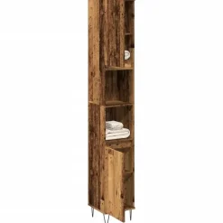 vidaXL - Kolomkast met 2 deuren 2 vakken oud hout - Ijzer en hout - 30x30x190 cm