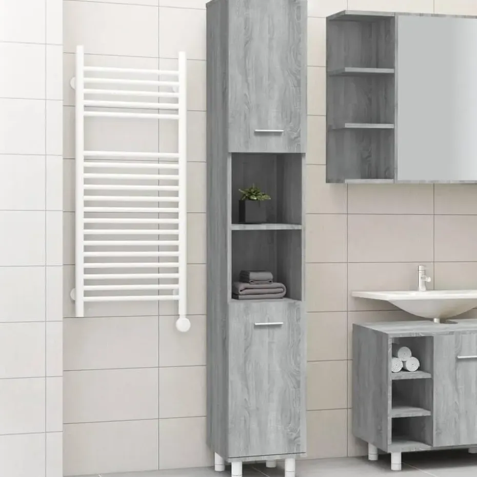 vidaXL - Kolomkast met 2 deuren - Grijs sonoma eiken - Hout - 30x30x179 cm