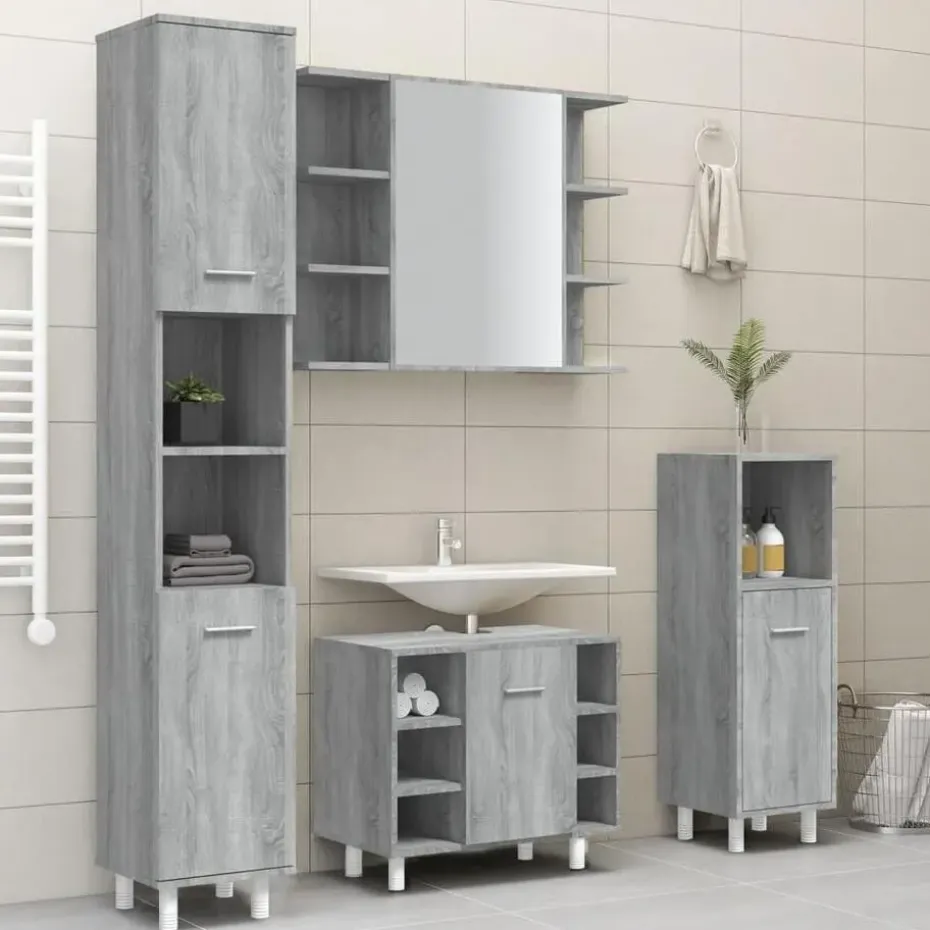 vidaXL - Kolomkast met 2 deuren - Grijs sonoma eiken - Hout - 30x30x179 cm