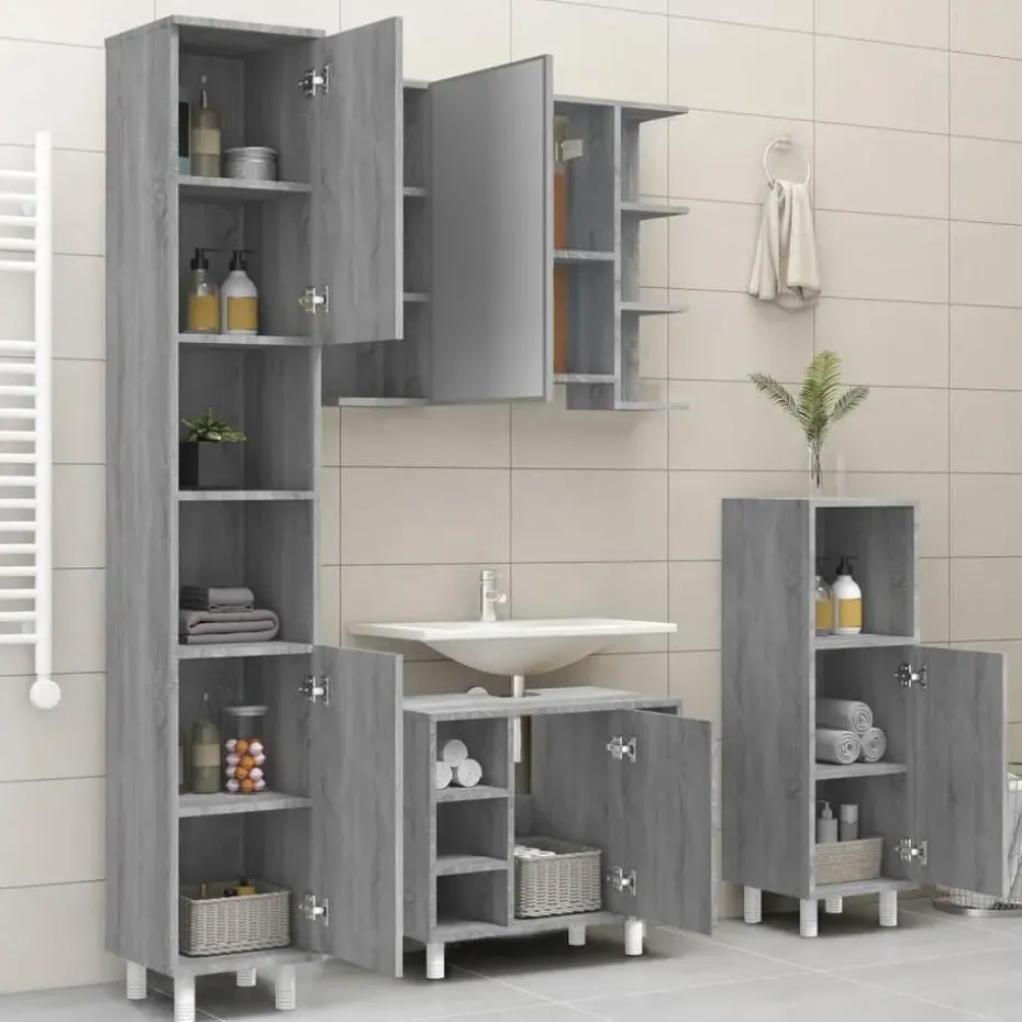 vidaXL - Kolomkast met 2 deuren - Grijs sonoma eiken - Hout - 30x30x179 cm