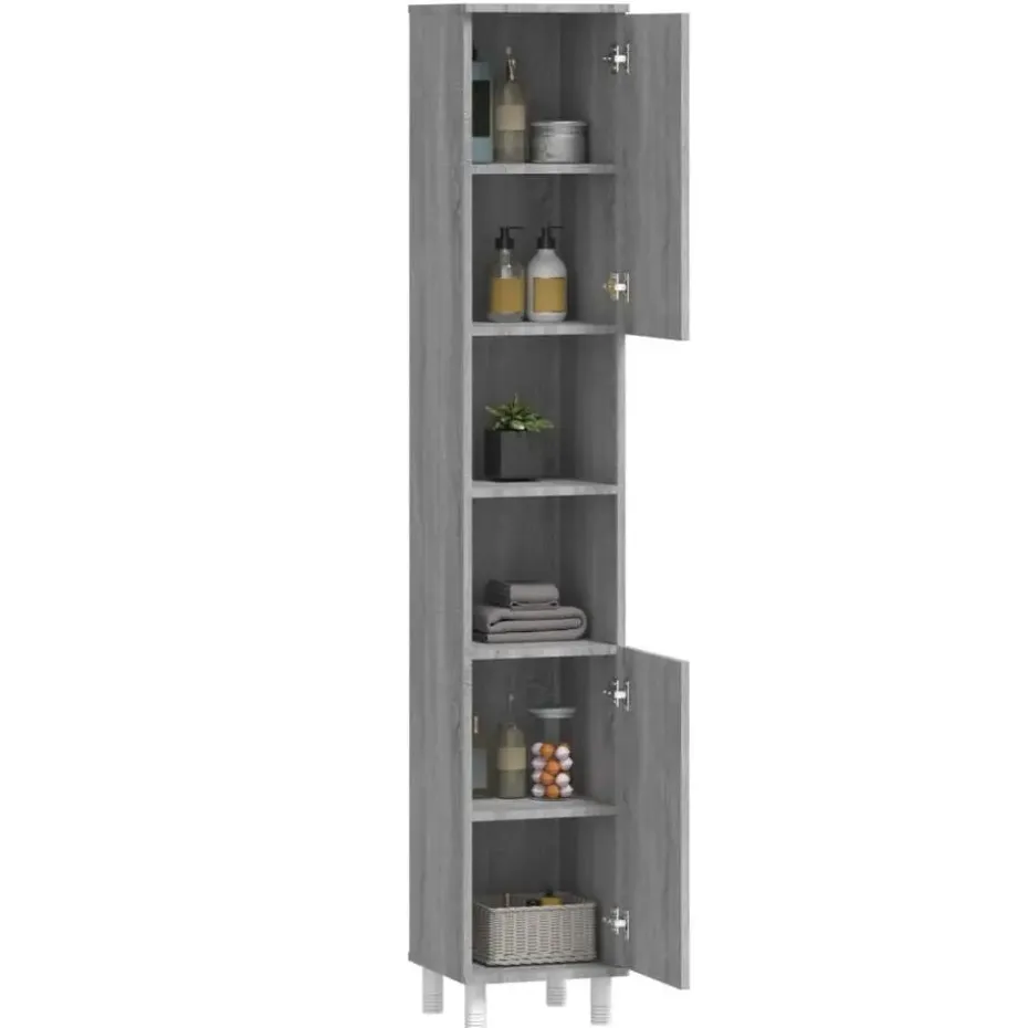 vidaXL - Kolomkast met 2 deuren - Grijs sonoma eiken - Hout - 30x30x179 cm