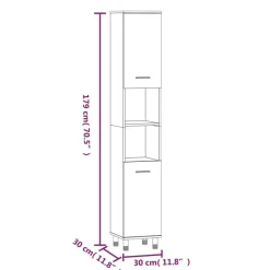 vidaXL - Kolomkast met 2 deuren - Grijs sonoma eiken - Hout - 30x30x179 cm