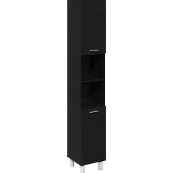 vidaXL - Kolomkast met 2 deuren 2 vakken - Zwart eiken - Hout - 30x30x179 cm