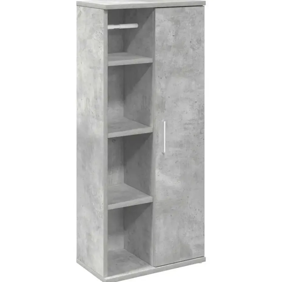vidaXL - Kolomkast met rolhouder - Betongrijs - Bewerkt hout - 39x22x90 cm