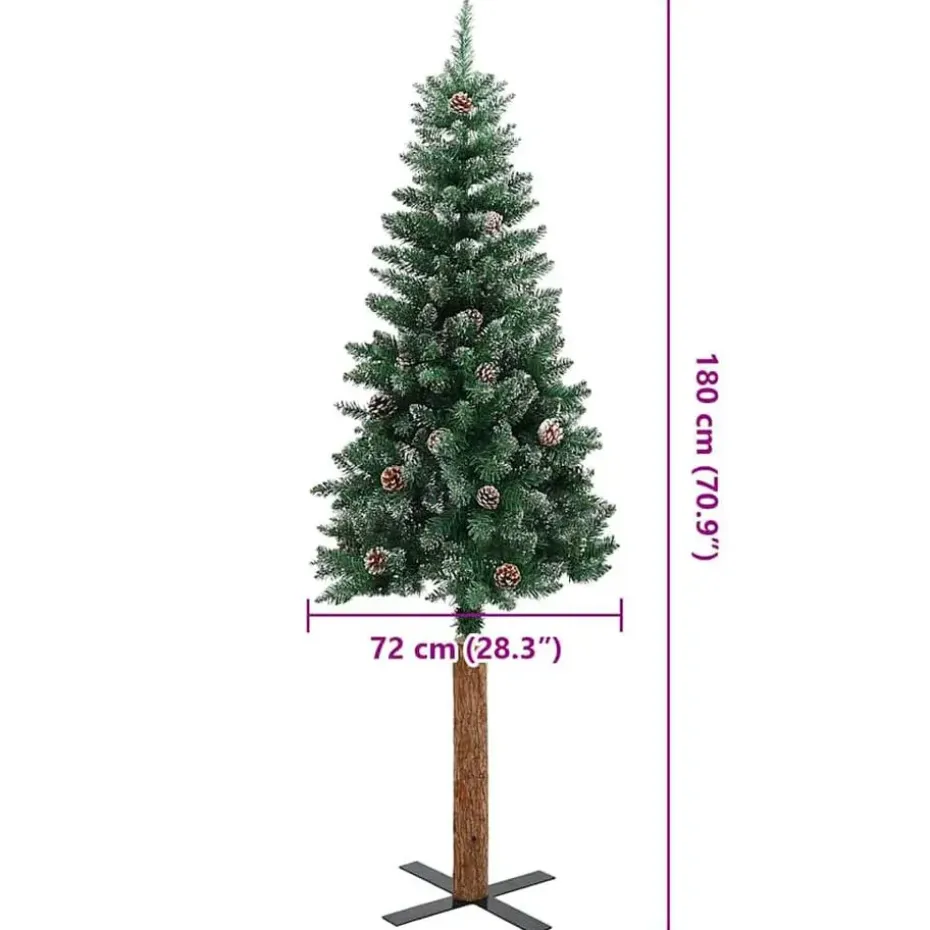 vidaXL - Kunstkerstboom met roze ballen 180 cm - Groen en wit - PVC en hout