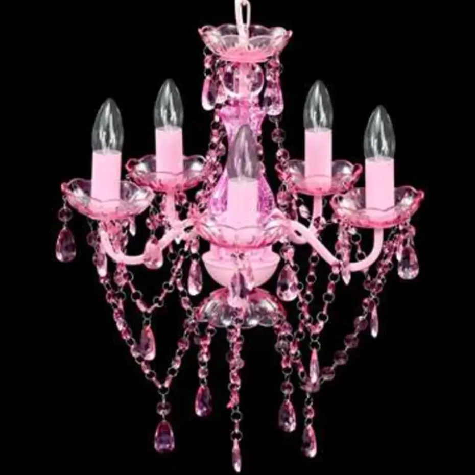 vidaXL - Kunstmatige Kristallen Glazen Plafondlamp - Roze - Glas