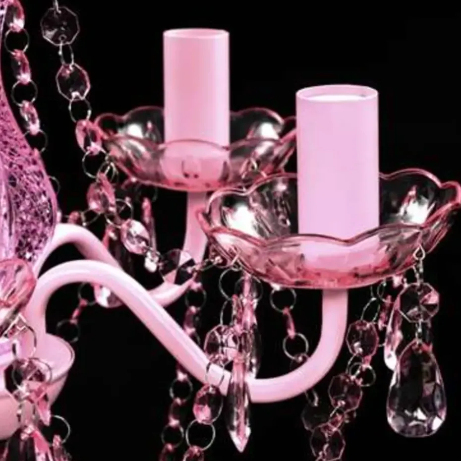 vidaXL - Kunstmatige Kristallen Glazen Plafondlamp - Roze - Glas