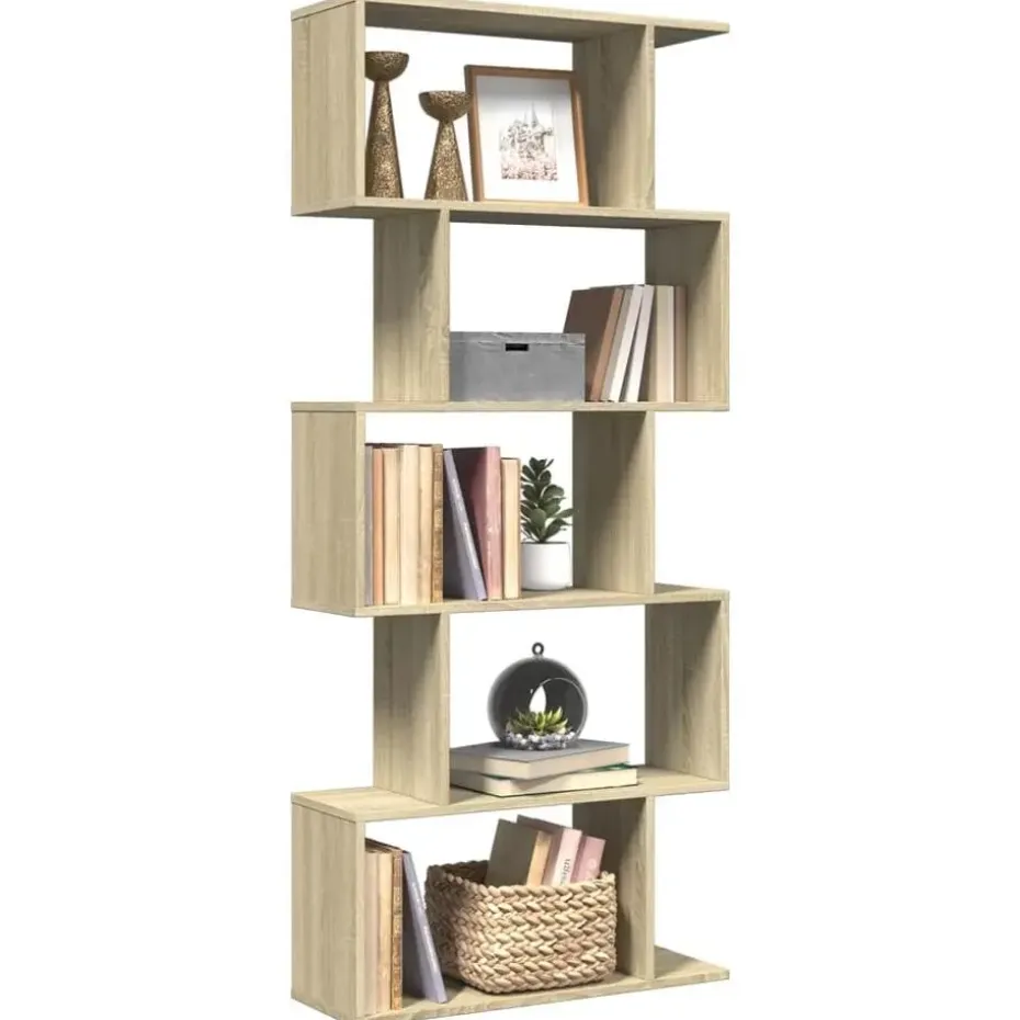 vidaXL - 5-laags Boekenkast voor woonkamers - Sonoma eiken - Hout - 70x24x161 cm