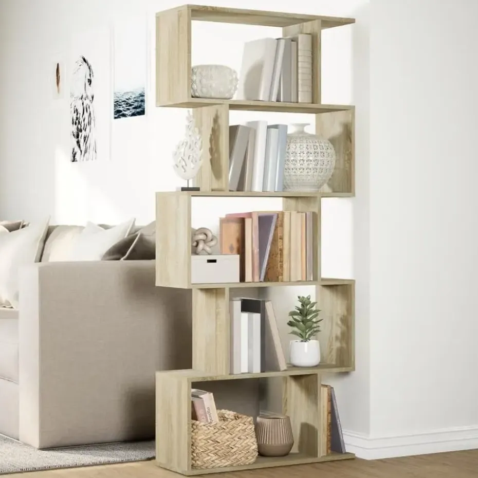vidaXL - 5-laags Boekenkast voor woonkamers - Sonoma eiken - Hout - 70x24x161 cm