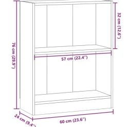 vidaXL - 2-laags kleine Boekenkast - Artisanaal eiken - Hout - 60x24x76 cm