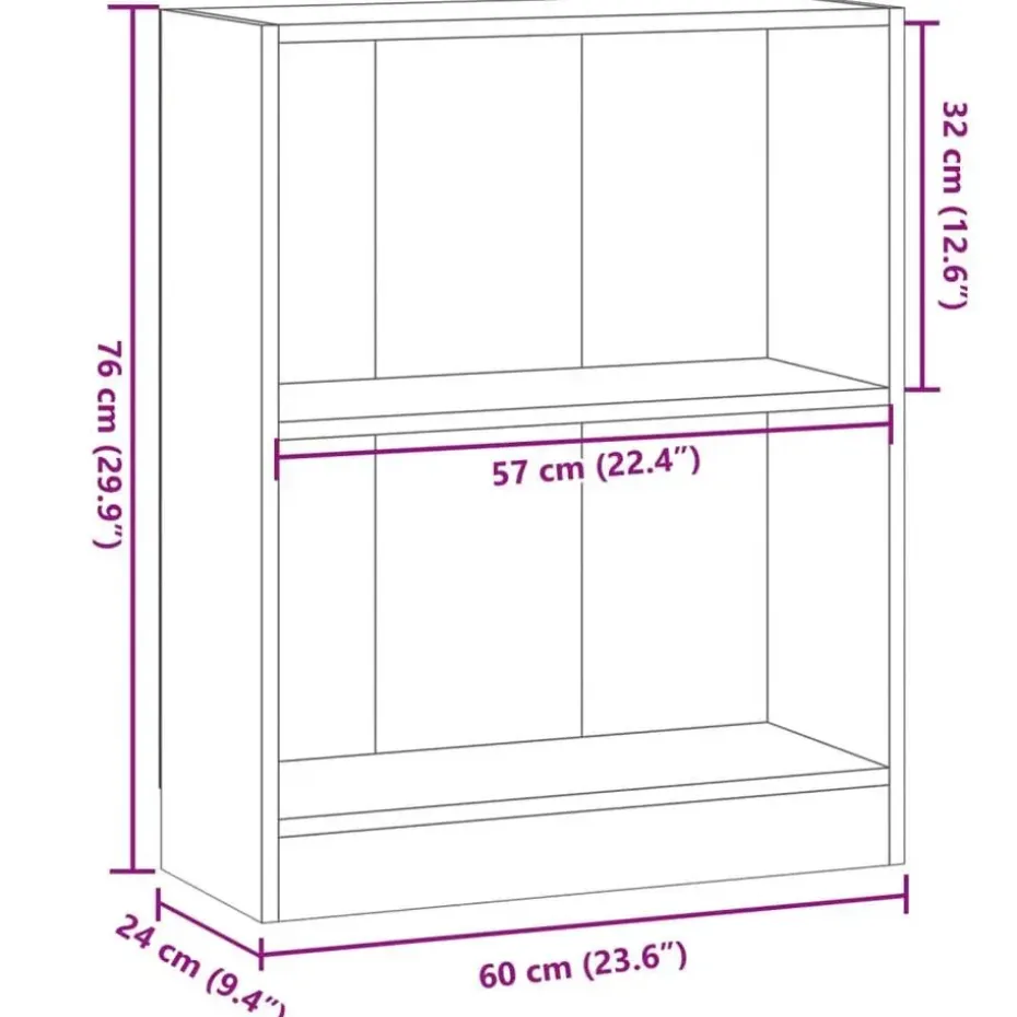 vidaXL - 2-laags kleine Boekenkast - Artisanaal eiken - Hout - 60x24x76 cm